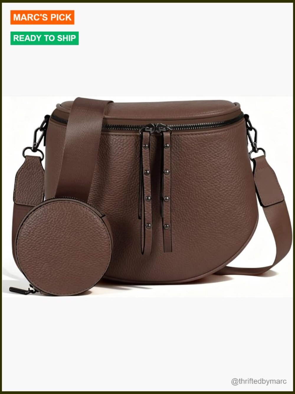 Large Vegan Leather Crossbody Bum Bag With Adjustable Strap And Coin Purse